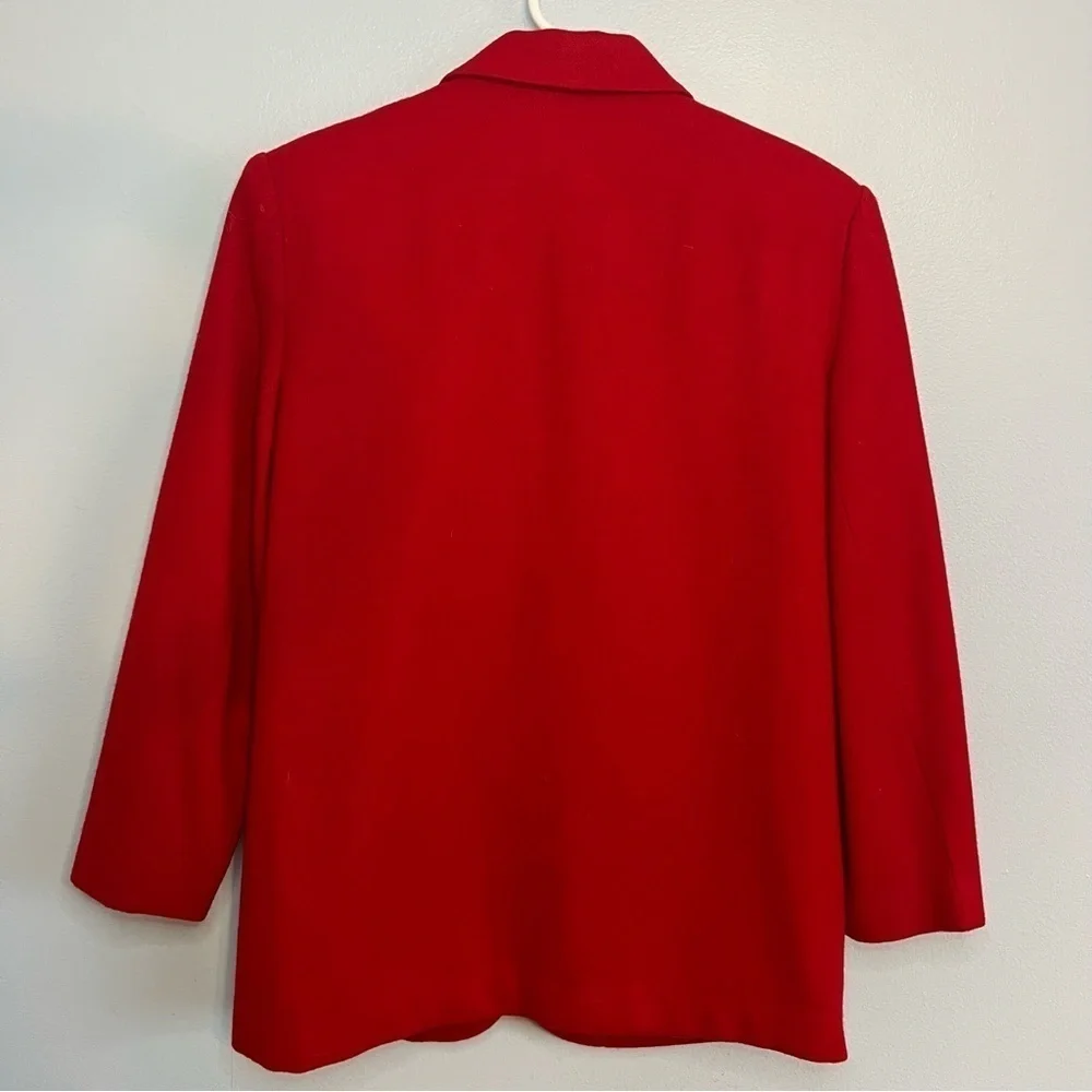 Sag Harbor Womens 100% Wool Blazer Red Petite Sz 6 One Button Business Casual